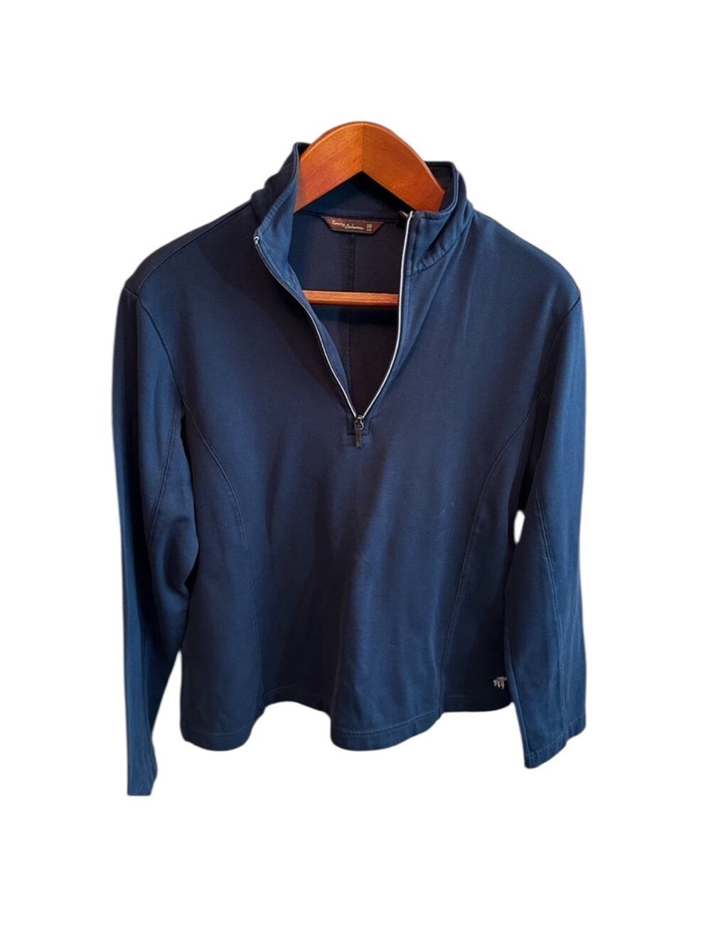 Tommy Bahama half zip pullover, women’s XL navy blue, cotton polyester blend